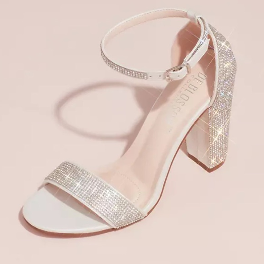 Nwt Db Studio David’s Bridal Crystal Block Heel S… - image 2